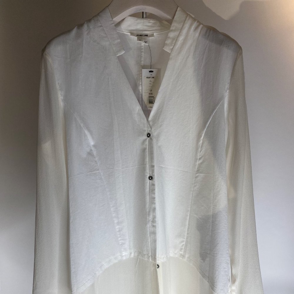 Floaty ethereal white Helmut Lang cotton silk long button-up shirt size M